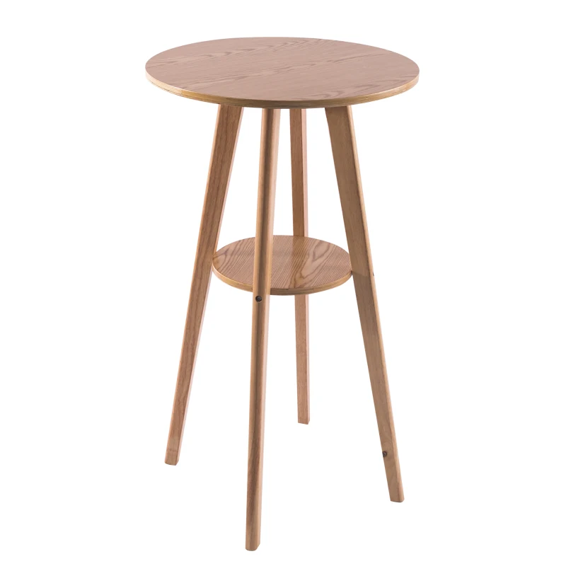 

Nordic bar table and chair combination high solid wood round home leisure simple small
