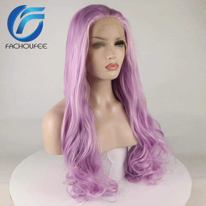 FACHOUFEE фиолетовые розовые парики на кружеве для женщин 150% плотность длинные объемные волнистые реалистичные бесклеевые кружевные парики Nautral Hairline
