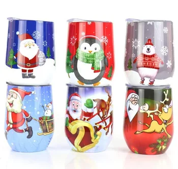

20pcs Christmas party 9oz Egg Cups Wine Tumbler Wine Glass Wall Stainless Steel Vacuum Insulated Tumbler Mugs Coffee Wine Cups