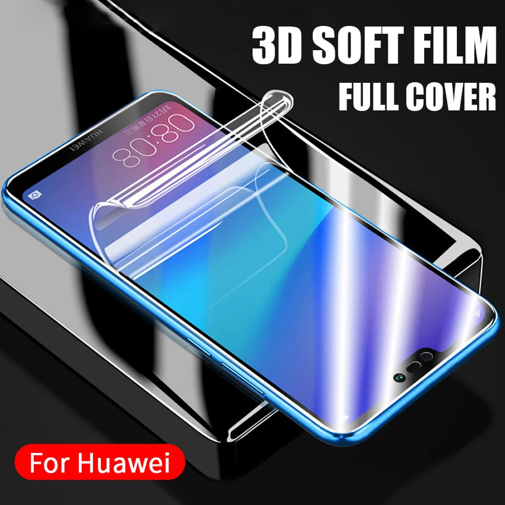 Мягкий чехол с полным покрытием для huawei p10 lite p20 pro p30 Гидрогелевая пленка не стекло
