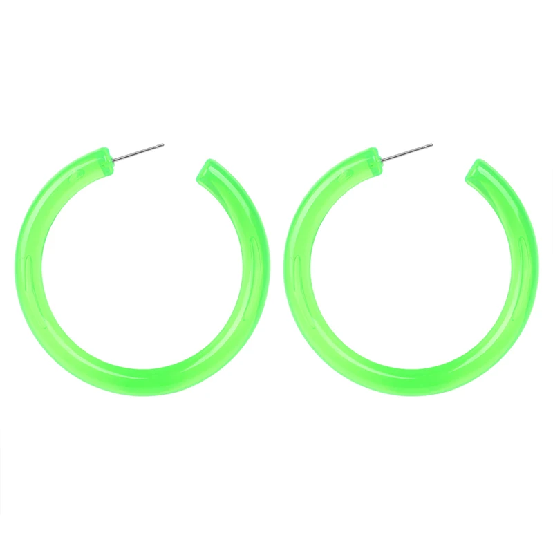 neon green Женские серьги-кольца с разноцветными бусинами, большие круглые висячие серьги в богемном стиле, массивные Висячие серьги, аксессуары для ушей E68411 - Окраска металла: neon green