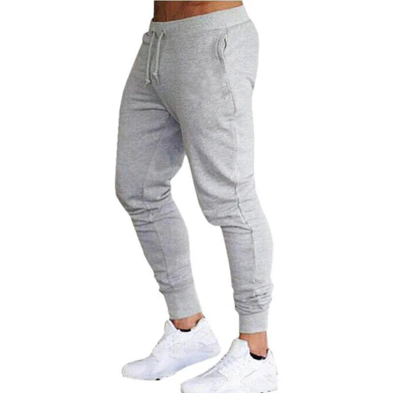 2021 Hot Sale Solid Casual Mens Casual Slim Fit Tracksuit Sports Solid Male  Cotton Skinny Joggers Sweat Casual Pants Trousers on running pants