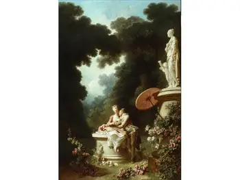 

Handmade Art Paintings by Teachers - The Confession of Love in landscape Rococo Jean-Honoré Fragonard - Oil Painting on Canvas