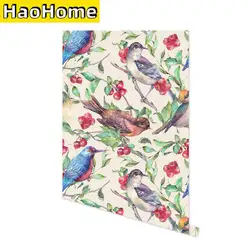 Multicolor Bird Self Adhesive Wallpaper Red Lemon Peel and Stick Wallpaper Green Leaf Removable Contact Paper for Wall Decor