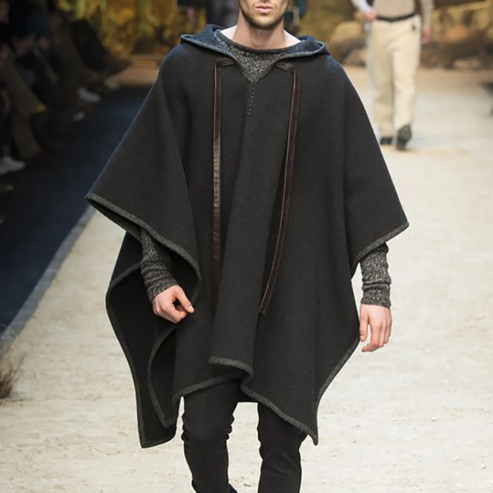 2021 Fashion Oversize Pullovers Tracksuit Cloak Shawl Set Head Solid Color Windbreaker Cape Woolen Coat Sweatshirts #01 1