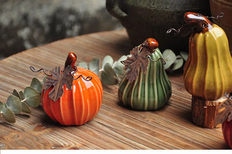 Креативные крашеные в стране керамические украшения в виде тыквы, садоводство, Хэллоуин, украшение, подарок, милая тыква, украшение стола CL101