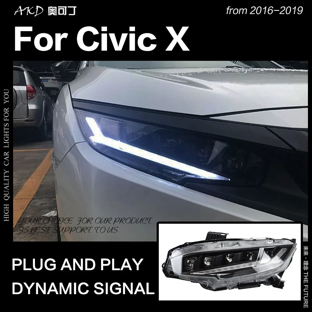Стайлинг автомобиля для Honda Civic фары 2016 2019 Новинка светодиодные Дневные ходовые