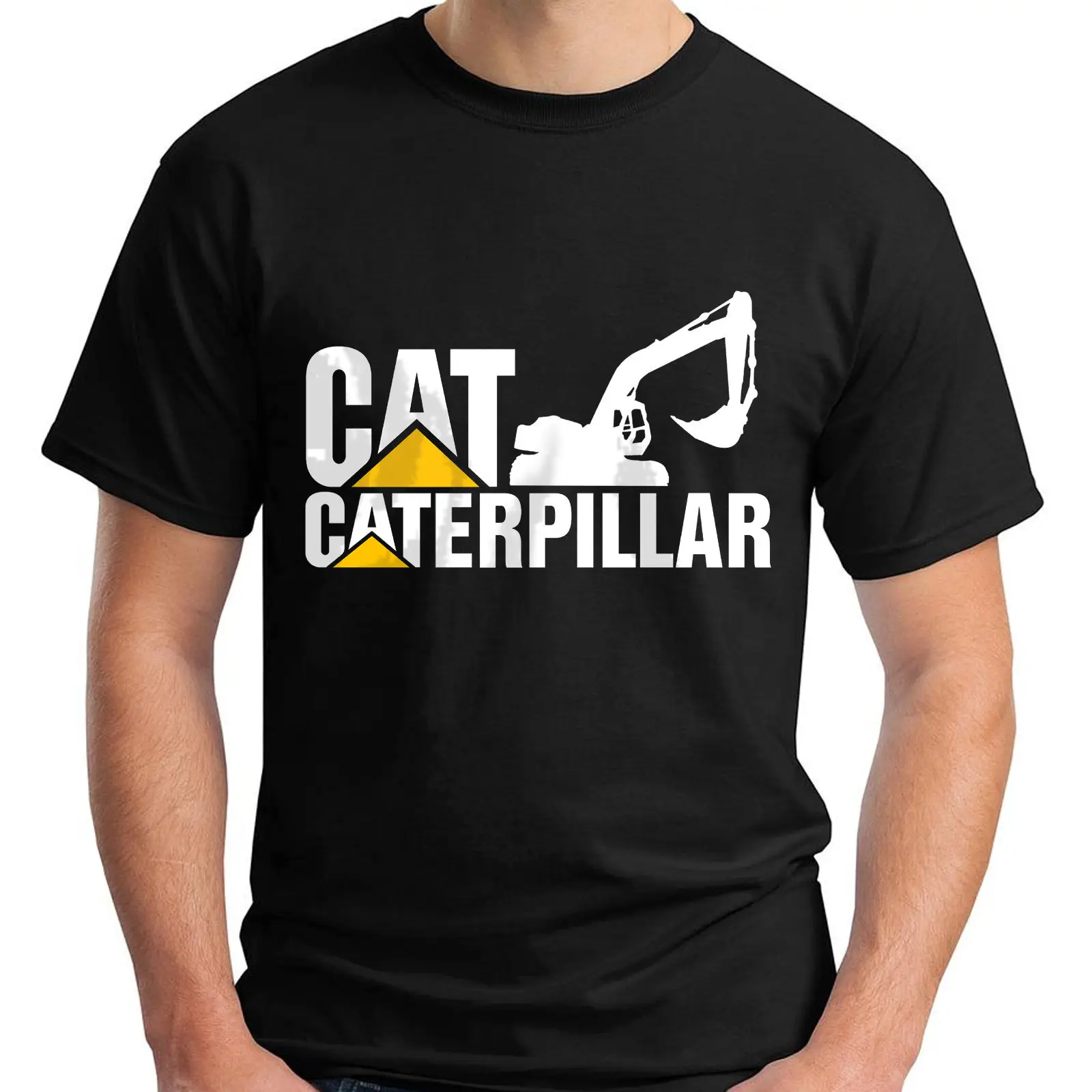 New Caterpillar Logo Short Sleeve Black Men's T-Shirt Size S-5XL NEW ARRIVAL tees causal summer t shirt cheap wholesale | Мужская