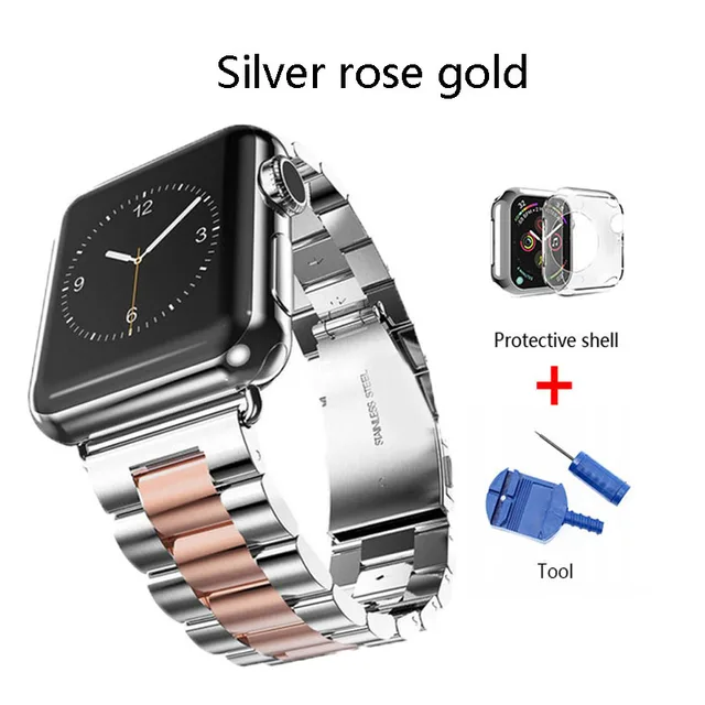 Stainless Steel Strap For Apple watch band 40mm 44mm 5 4 3 watch strap 38mm 42mm Bracelet Sport Metal WatchBand for iWatch 3 2 1 Silver RG Tool