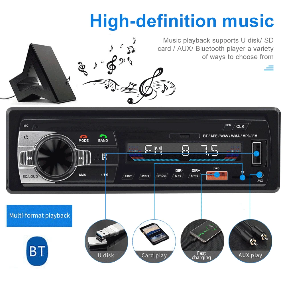 Podofo Car Radio Stereo Player Digital Bluetooth Car MP3 Player 60Wx4 FM Radio Stereo Audio Music USB/SD In Dash AUX Input car multimedia player car radio car radio player car music player mp3 music player