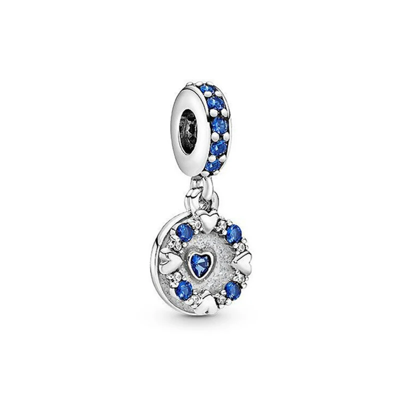 

LByzHan Clearance Blue Heart Charms Pendant Fit 0riginal Bracelet & Bangle Gennuie 925 Sterling Silver DIY Jewelry CMS1537b