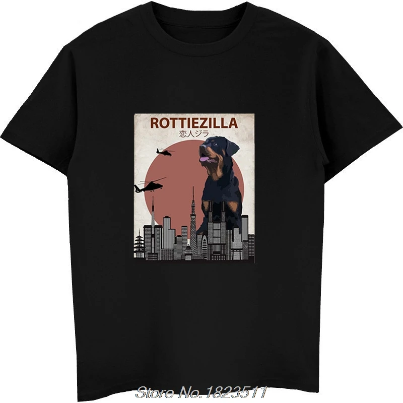 Hot Sale Fashion Rottiezilla Funny Rottweiler T-Shirt | Dog Lovers Gift Tee Men Shirt Harajuku Streetwear Мужская одежда