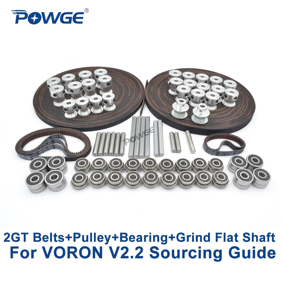 Preise POWGE VORON V2.2 Set GT2 LL 2GT RF Offenen Zahnriemen 2GT 16T 20T pulley 110 188 schleife gürtel Welle lager 625 F695 2RS MOTION TEILE