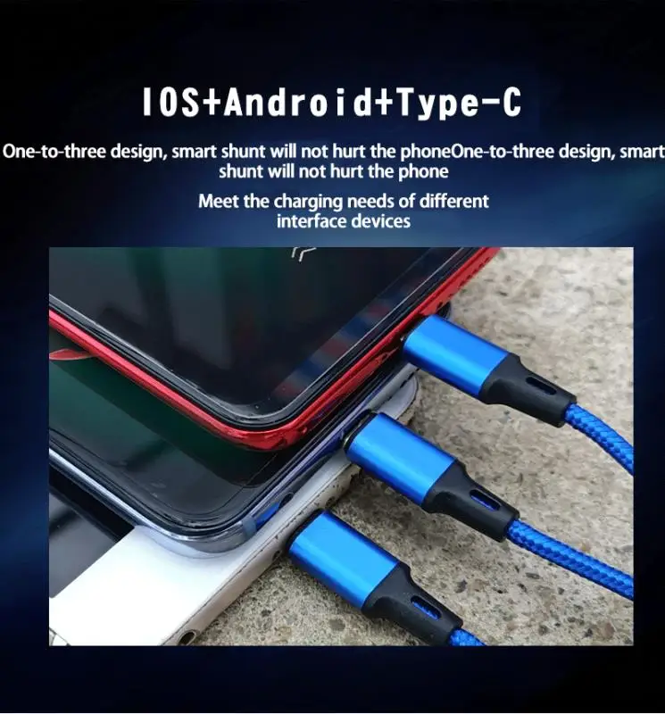 DUSH USB кабель для iPhone XS X 8 7 зарядное устройство 3 в 1 микро USB кабель для Android USB TypeC кабели для мобильных телефонов для samsung