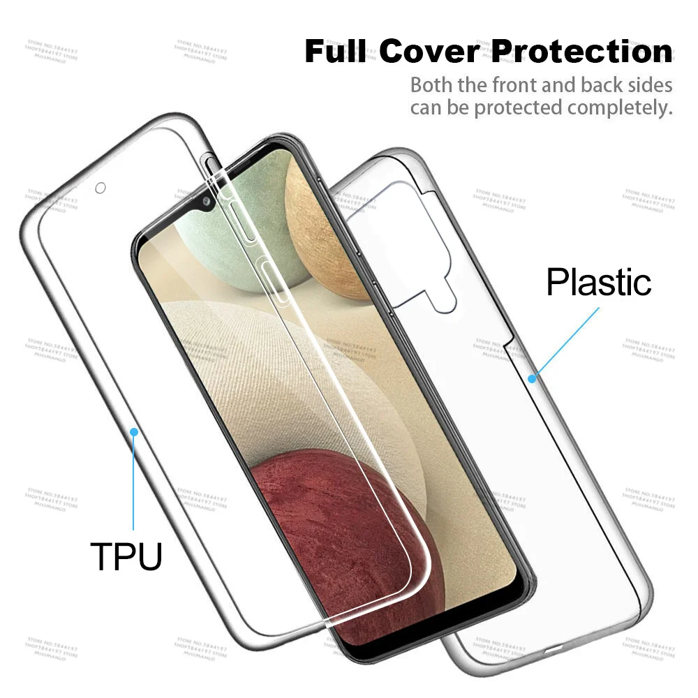 Funda Samsung Galaxy A22 5G Full Body 360° - Funda de silicona TPU  transparente de protección completa + protector de pantalla PET