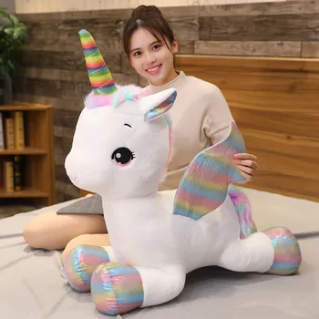 

2019 new arrival large unicorn plush toys cute pink white horse soft doll stuffed animal big toys for children birthday gift