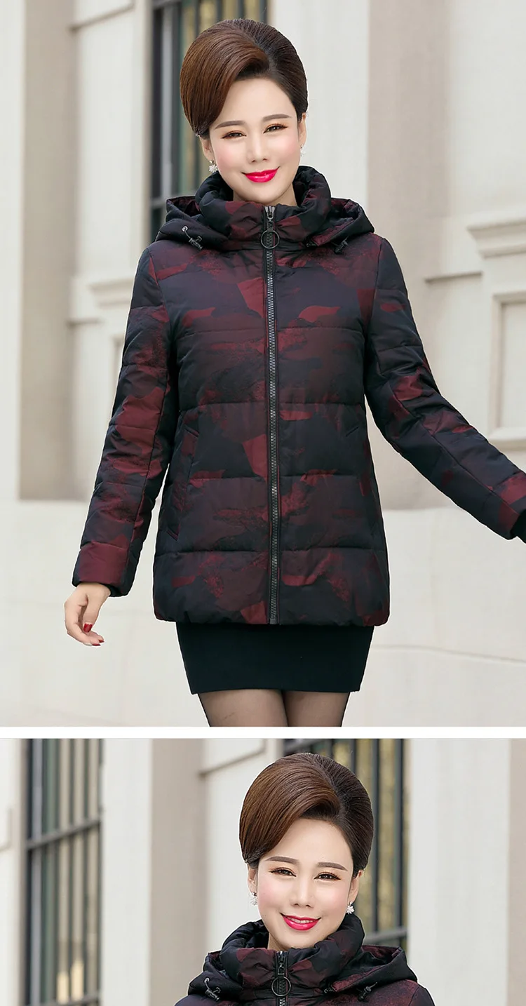 Winter China Gedi Love Middle-aged down Jacket Women's Short Slim Fit White Duck down Padded Middle-aged Women Dress Warm Coat