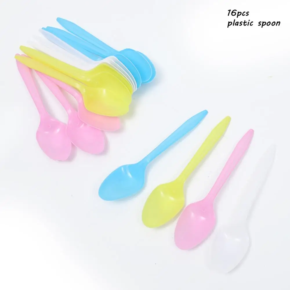 Plastic spoon LAPHIL вечерние одноразовые столовые приборы в виде русалки, бумажные тарелки для маленьких девочек, праздничные украшения для дня рождения, Детские вечерние принадлежности для душа - Цвет: Plastic spoon