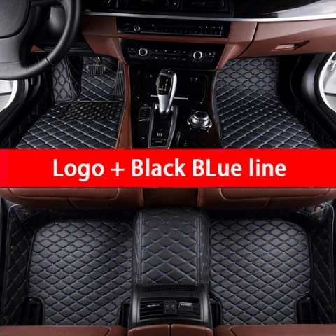 Car floor mats with Logo/Brand Logo for BMW 3 series E90 E91 E92 E93 316i 318i 320i 323i 325i 328i 330i 335i 320d 325D 5D carpet - Название цвета: Black Blue add Logo