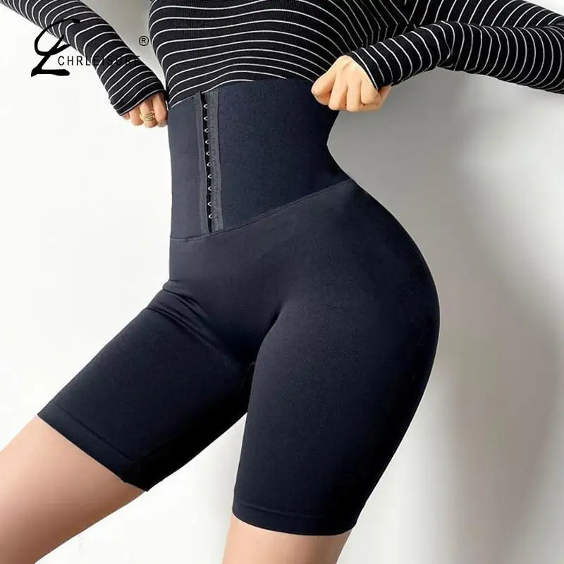 CHRLEISURE High Waist Short Leggings Women Solid Fitness Pants Casual Leggings Sports Skinny Leggins