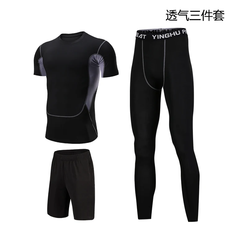 breathable Мужской комплект для ММА бокса, компрессионная футболка+ штаны+ шорты, Рашгард, кикбоксинг, плотные длинные футболки, брюки, Муай Тай, ММА Fightwear - Цвет: breathable