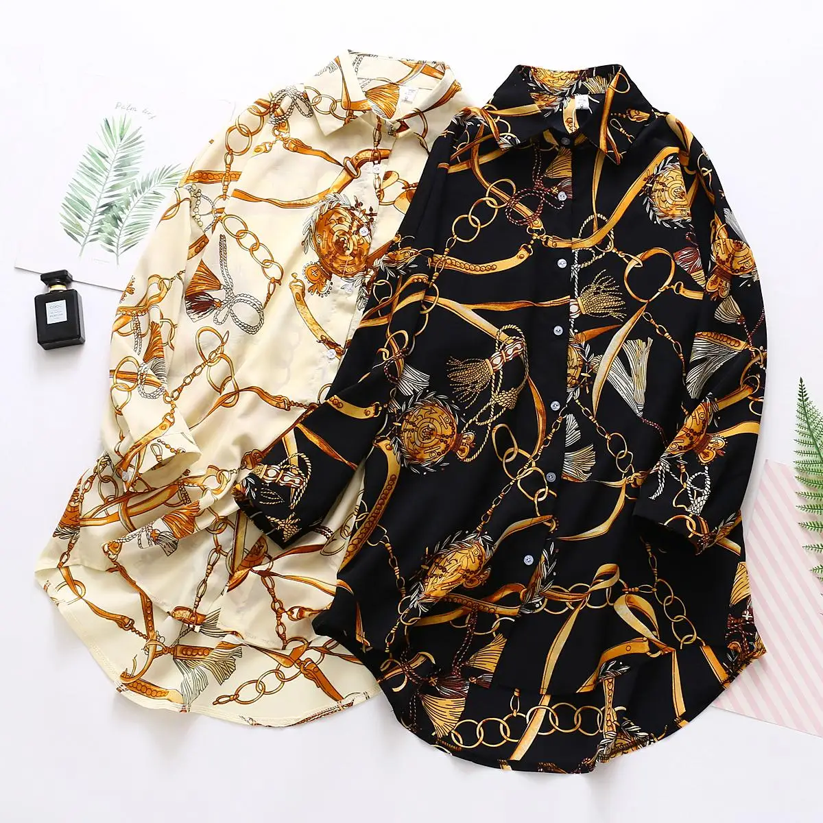 

Fashion casual streetwear oversize Women Blouses 2020 Spring chiffon Blouse three quarter sleeve Loose Tops Shirts Blusas Mujer