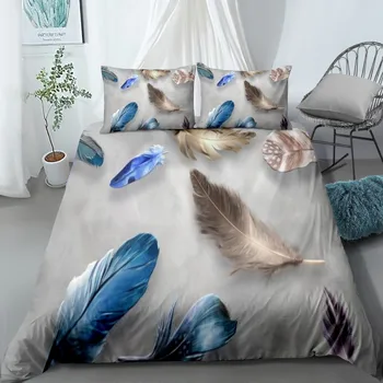 

2/3 Piece Feather Bedding Set Microfiber Duvet Cover Twin Full Queen King Single Double Bed Linen Set Pillowcase for Teens Boys
