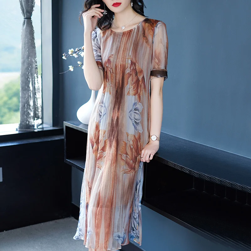 Summer Dress Women Party Vintage Silk Long Loose Beach Dresses Maxi Elegant Ladies Clothes Vestidos Mujer LWL1499 | Женская одежда