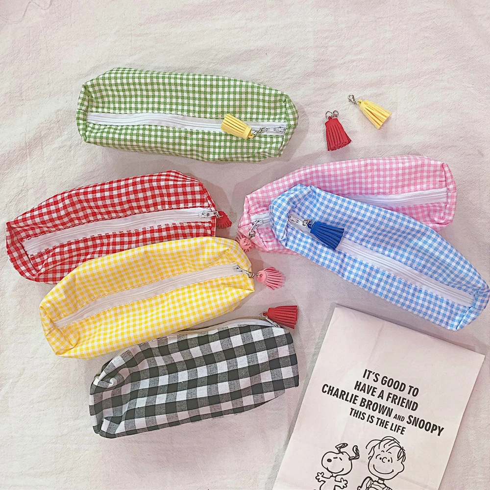 

TOYOU Ins Color Grid Simple Pen Case Large Capacity Pencil Bag Student Creative Versatile Storage Bag School Supplies Stationery