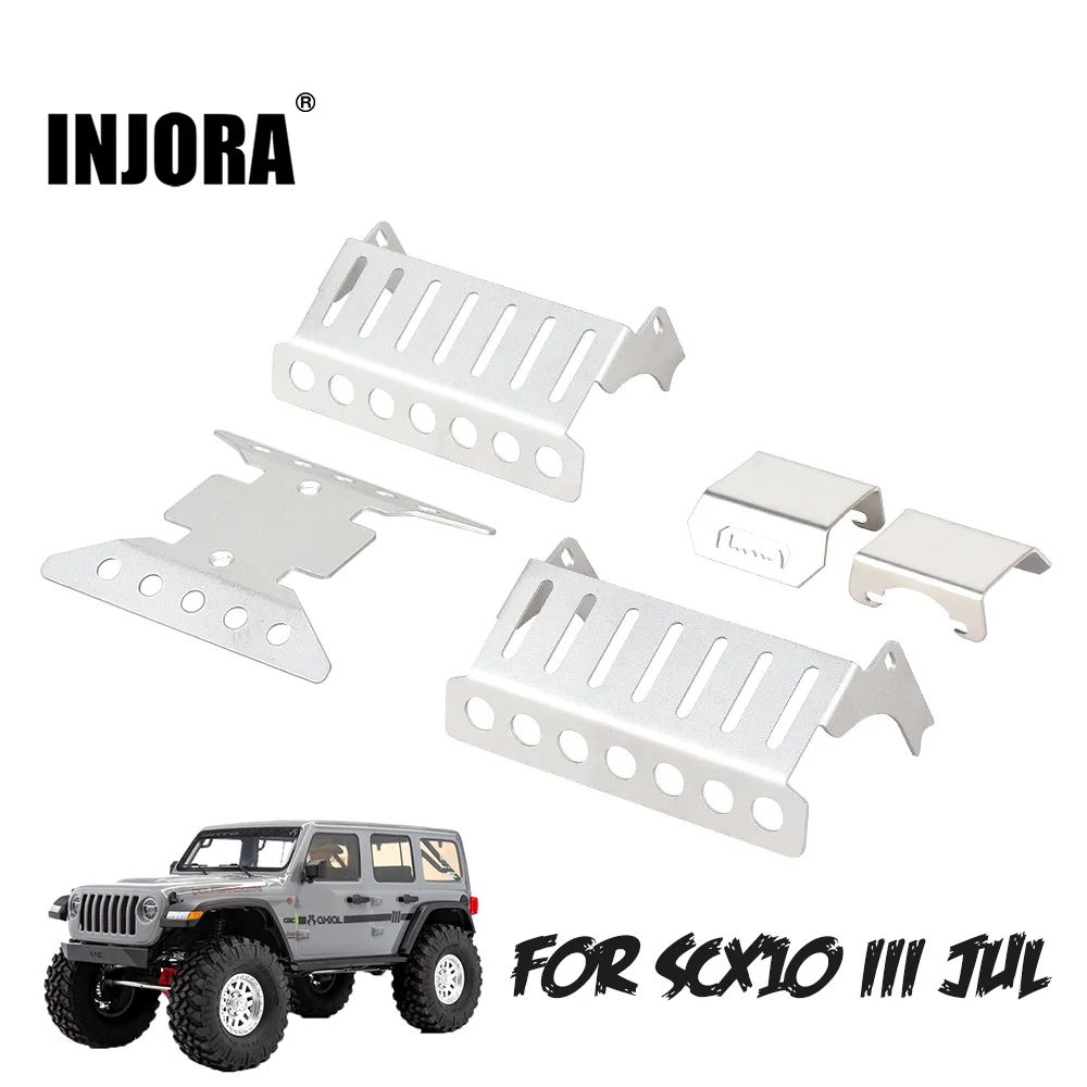 INJORA 5PCS Stainless Steel Axle Protector Chassis Armor Skid Plate For RC Crawler Axial SCX10 III AXI03007 Upgrade Parts
