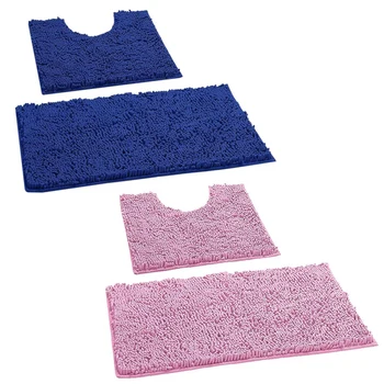 

Bathroom Carpet Chenille Plush Bathroom Anti-Skid Floor Mat Set, Soft Plush Anti-Skid Bathroom Carpet + Toilet Mat