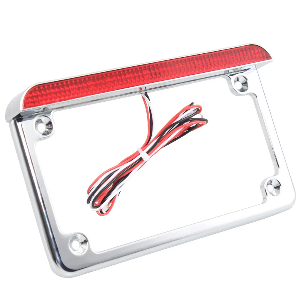 Motorcycle LED License Plate Frame With LED Tail Light License Holder Light Universal For Harley Cafe Racer Custom