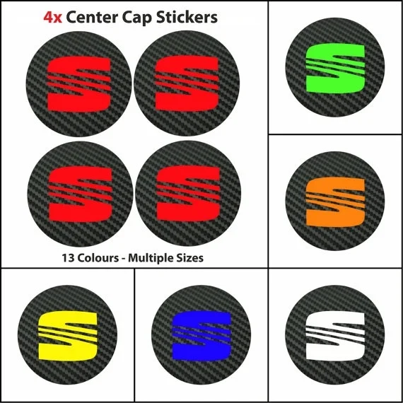 

For 4x SEAT Carbon Fiber Vinyl Wheel Rims Centre Center Cap Stickers Decals Ibiza Leon Altea Fr Sw Cupra