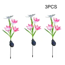 3 шт. красочный солнечный светильник для газона, лилия, светодиодная бабочка, колибри, газонная лампа, комбинация, имитация, наборы лилий