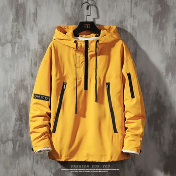 

Jacket Men Windbreaker 2020 Spring Hip Hop Couple Jackets Male Loose Large Size Zipper Coat Trend Handsome CollarJackets