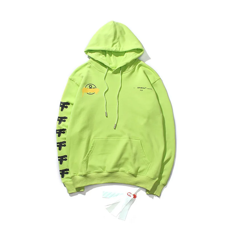 OFF-WHITE Ограниченная серия флуоресцентная зеленая Толстовка Arrow