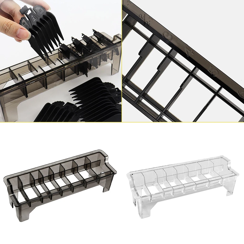 Clear Guide Comb Organizer 8 Blades Storage Case Rack Holder for Hair Clipper Limit Combs