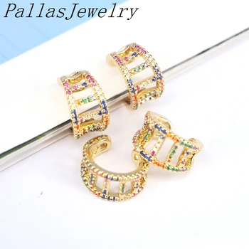 

5Pairs 15mm Gold Clip On Earrings Earcuffs Trendy No Pierced C Shaped Ear Cuff Zirconia Crystal Party Wedding Jewelry