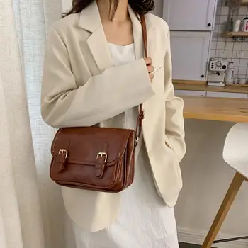 

Retro PU Leather Women Shoulder Crossbody Bags Solid Color Lattice Pattern Messenger Shopping Square Handbags for Ladies