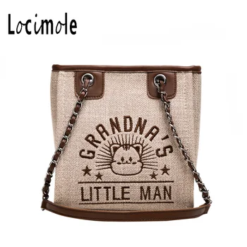

Locimole Large Capacity Women Bags Chain Bag Fashion Canvas Cute Shoulder Bags Female Handbag Shopper Casual BIA310 PM49