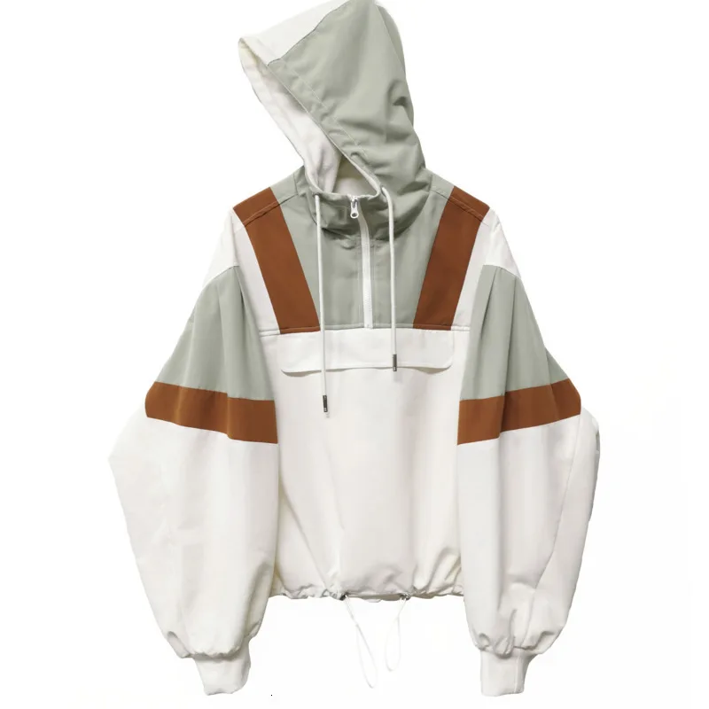 [EWQ] Autumn New Full Sleeve Fashion Trend Pulllovers Sweatshirt Stitching Korean Style Full Sleeve Green Coat Women 16N-a49
