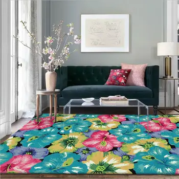 

Area Rug for Living Room Vintage Colorful Flower Pattern Carpet Rugs for Children Rooms Christmas Rug Grey Modern Home Decor