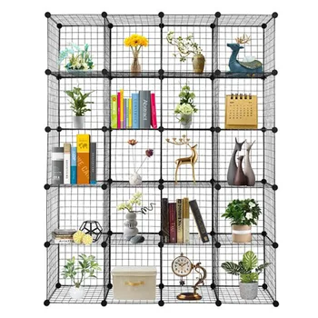

20-Cube Organizer Cube Storage Shelves Wire Cube Storage Origami Shelves Metal Grid Multifunction Shelving Unit Modular Cubbies