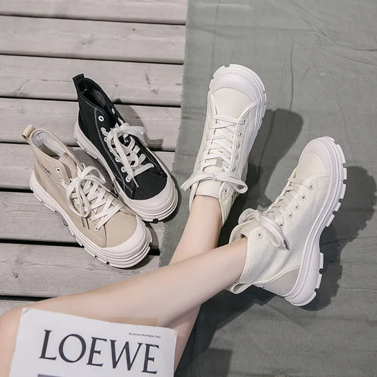 

Martin Boots Women's Breathable Canvas Locomotive 2019 New Style Autumn And Winter Trendy Shoes Short Boots Online Celebrity Des