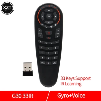 

New G30S 2.4G Gyroscope Wireless Air Mouse 33 Keys IR Learning Smart Voice Remote Control for X96 mini H96 MAX Android Box