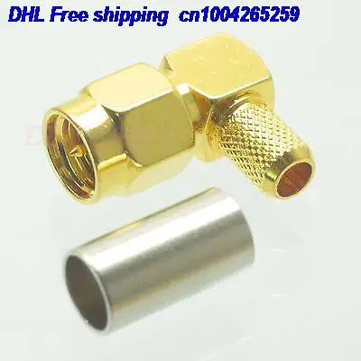 DHL 100pcs SMA Мужской прямоугольный обжимной RG58 RG142 LMR195 RG400 Штекерный разъем для 22-ct