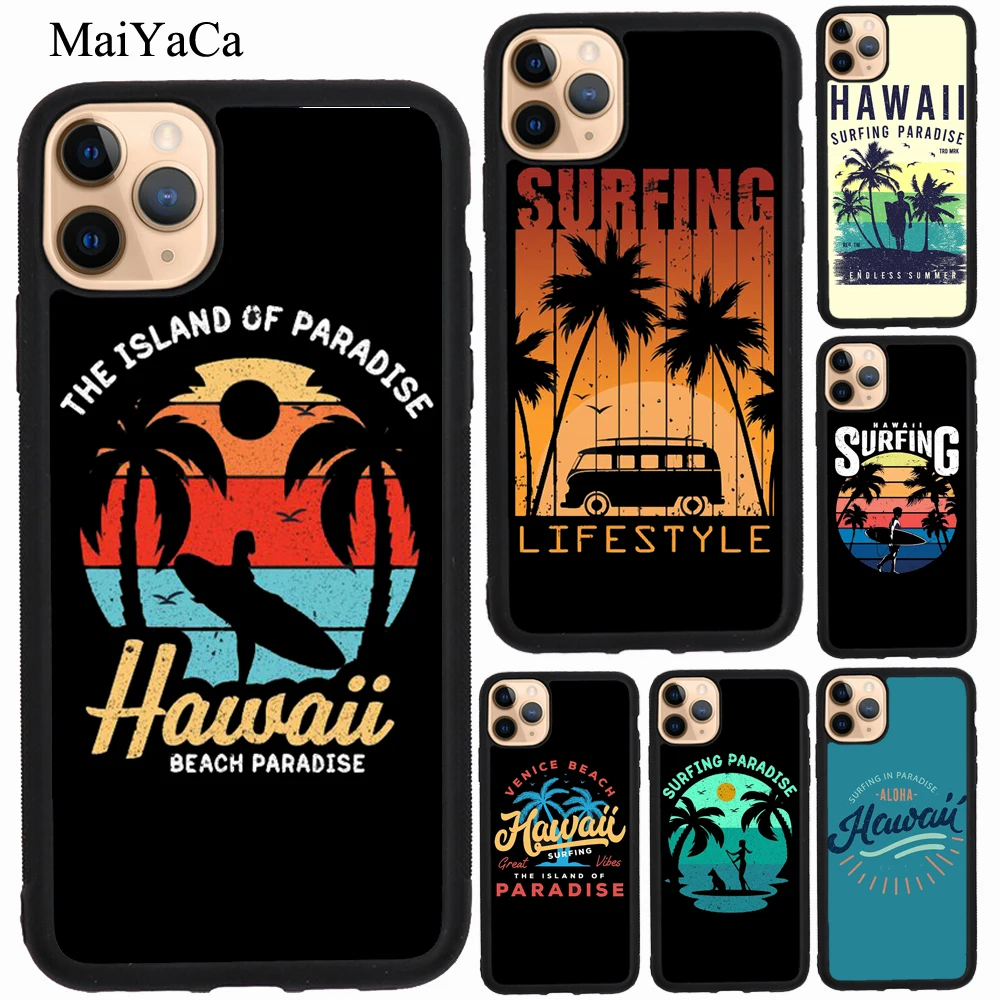 Surfing Hawaii Paradise For iPhone 13 Pro Max 12 mini XS X XR SE 2020 7 8 Plus Case 11 Cover | Мобильные телефоны и