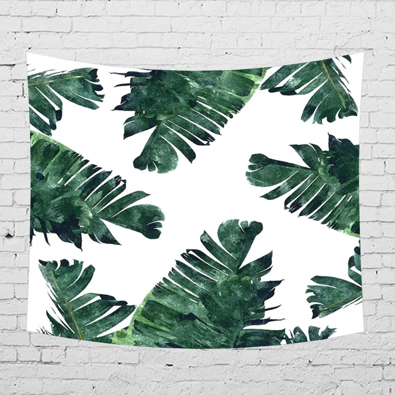 Cilected Tropical Plant Tapestry Wall Hanging Polyester Thin Bohemia Cactus Banana Leaf Print Tapestry Beach Towel Cushion