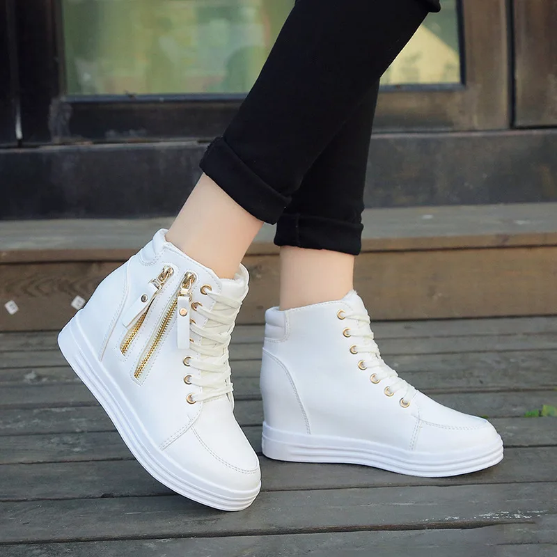 

Autumn & Winter New Style round Flat High Shoes Women's Korean-style Lace-up Elevator WOMEN'S Shoes Warm Boots