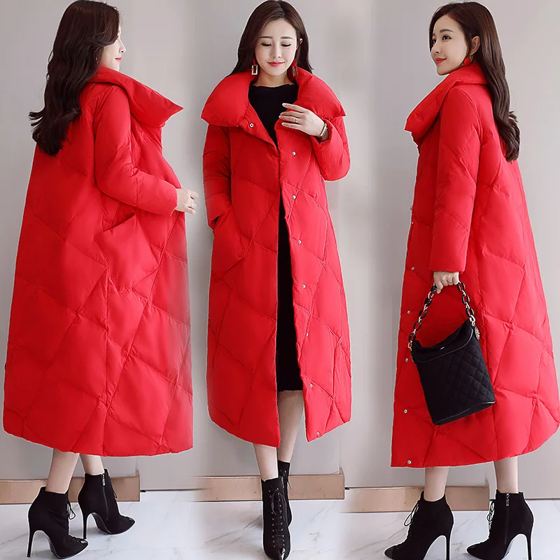 

2019 Winter Hooded Slim Fit Slimming Versatile Long Sleeve Mid-length Zipper Cotton Coat Qxmrs1839